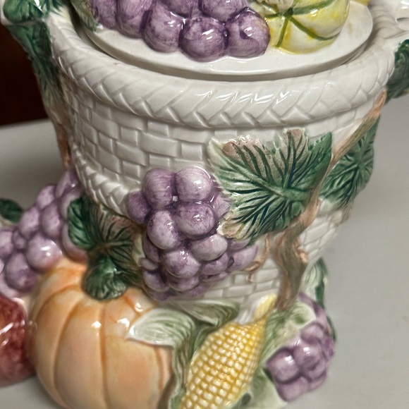 Vintage Fitz and Floyd Omnibus Embossed Autumn Harvest Tea pot - Picture 13 of 16